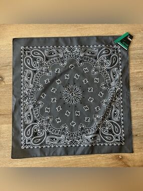 HAV-A-HANK Gray Paisley Bandana 21”x21” New With Tags USA Made Cotton